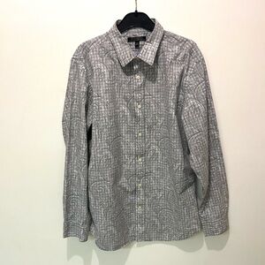 Banana Republic Gray Paisley Patterned Men's Casual Button Down Shirt - L